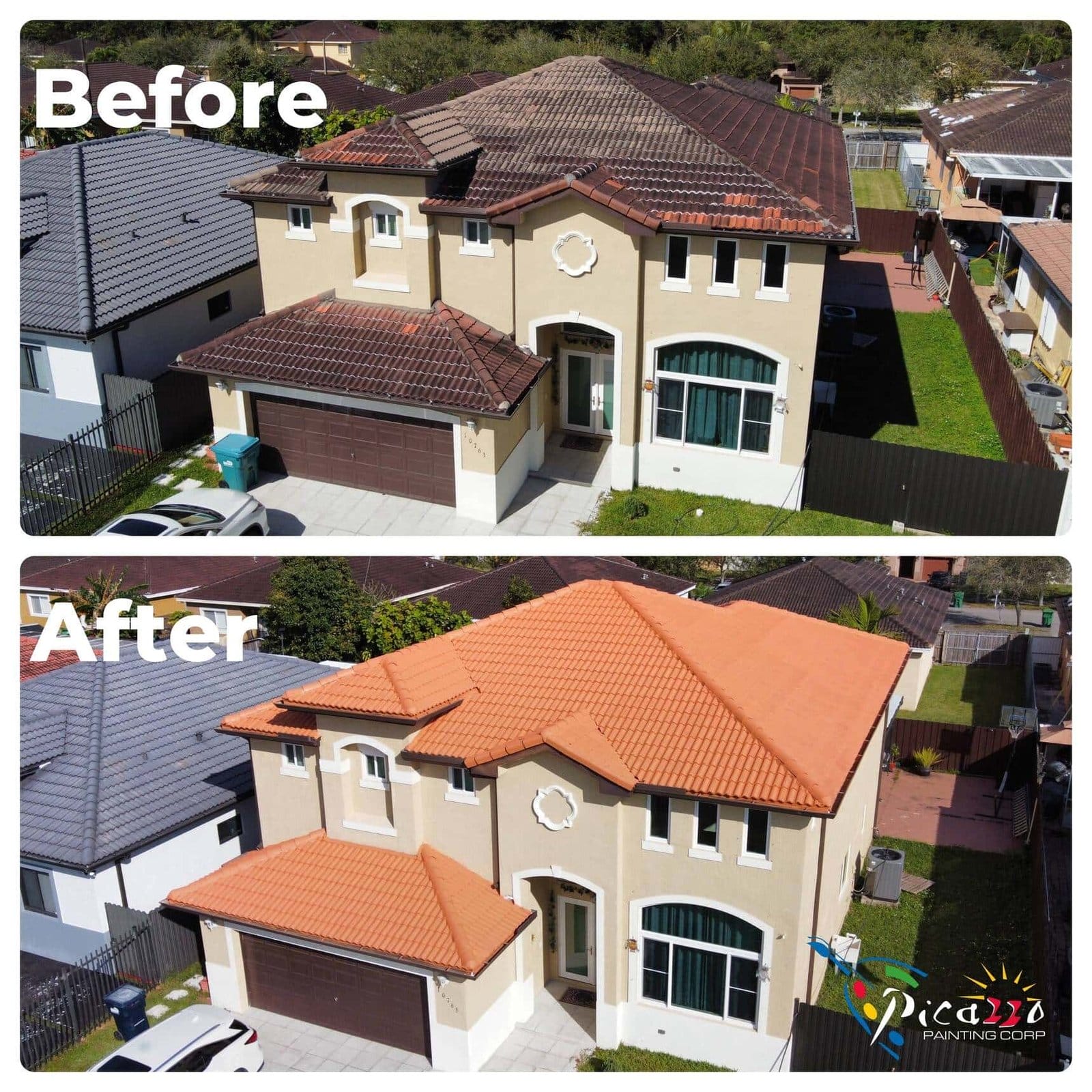 Miami Roof Painting Services 5 Year Warranty Guarantee   Rousell Before And After 