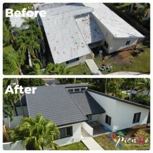 Tile Roof Painting Before & After